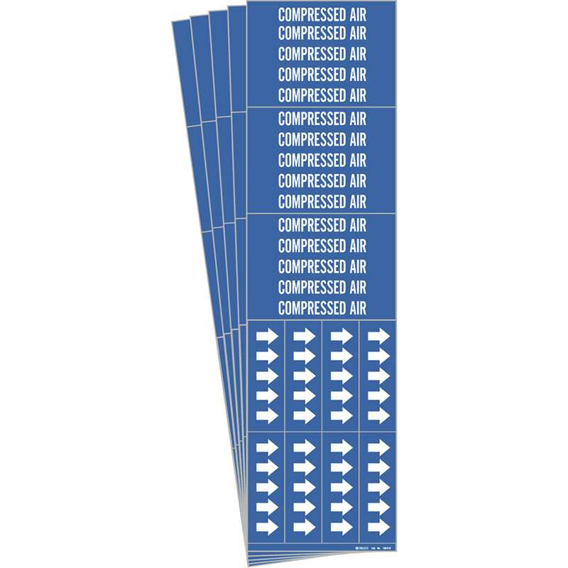 COMPRESSED AIR Pipe Marker Style 3C Arrows Polyester WT on BL 3 per Card, 5 PK